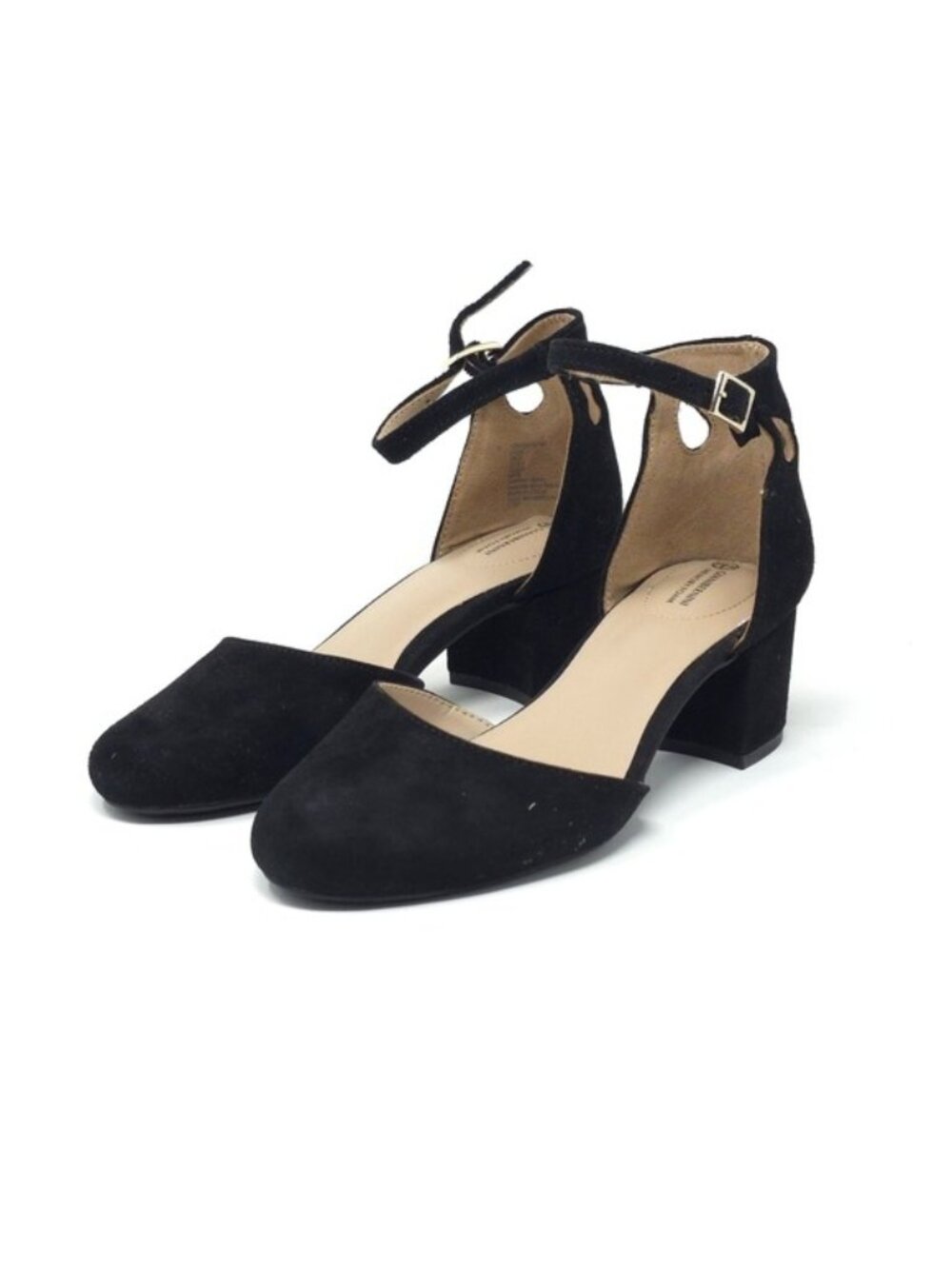 Giani Bernini Izzeel Black Suede Ankle Strap Block Heel Pumps Size 5.5M